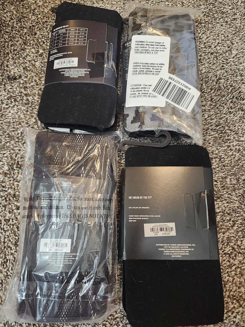 Torrid Black Microfiber & Patterned Tights Bundle, NWT - Picture 2 of 6